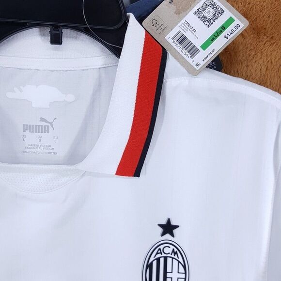 Puma ACM Mens Large White AC Milan Emirates Fly Better Soccer Futbol Jersey $140 - Picture 5 of 13